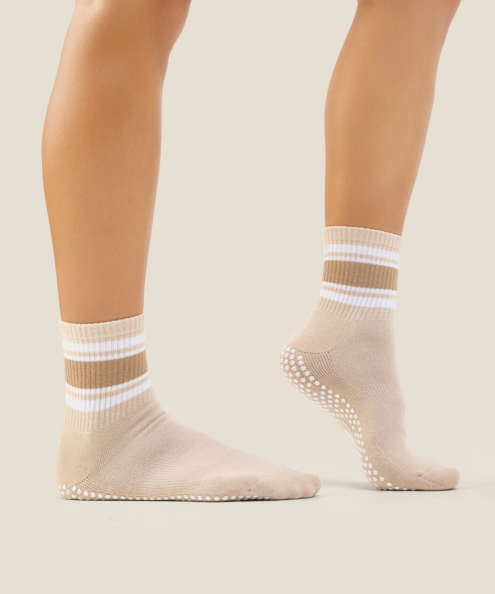 Crew Grip Socks - Beige Stripes - Image 3