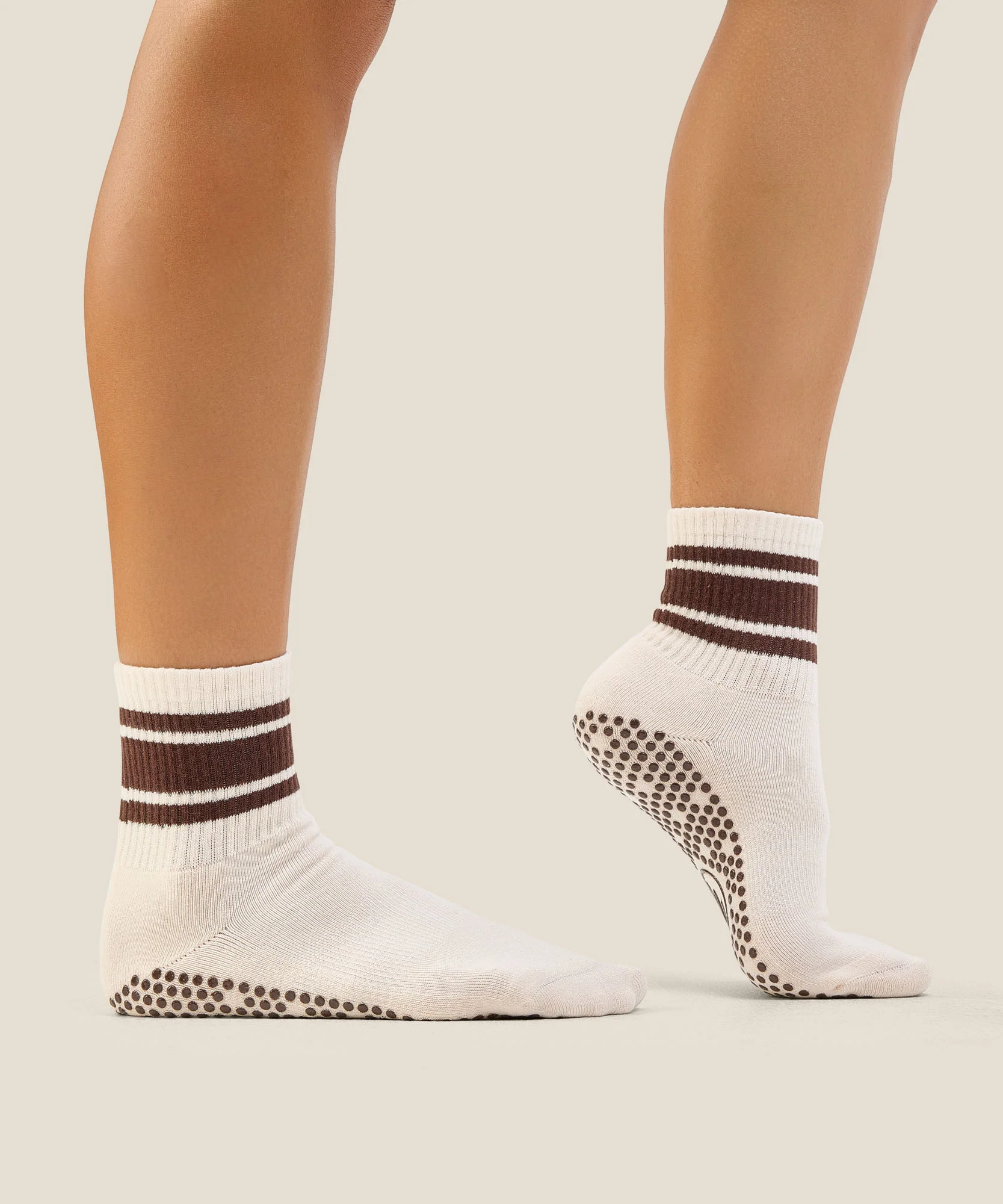 Crew Grip Socks - Oat Espresso Stripe - Image 3