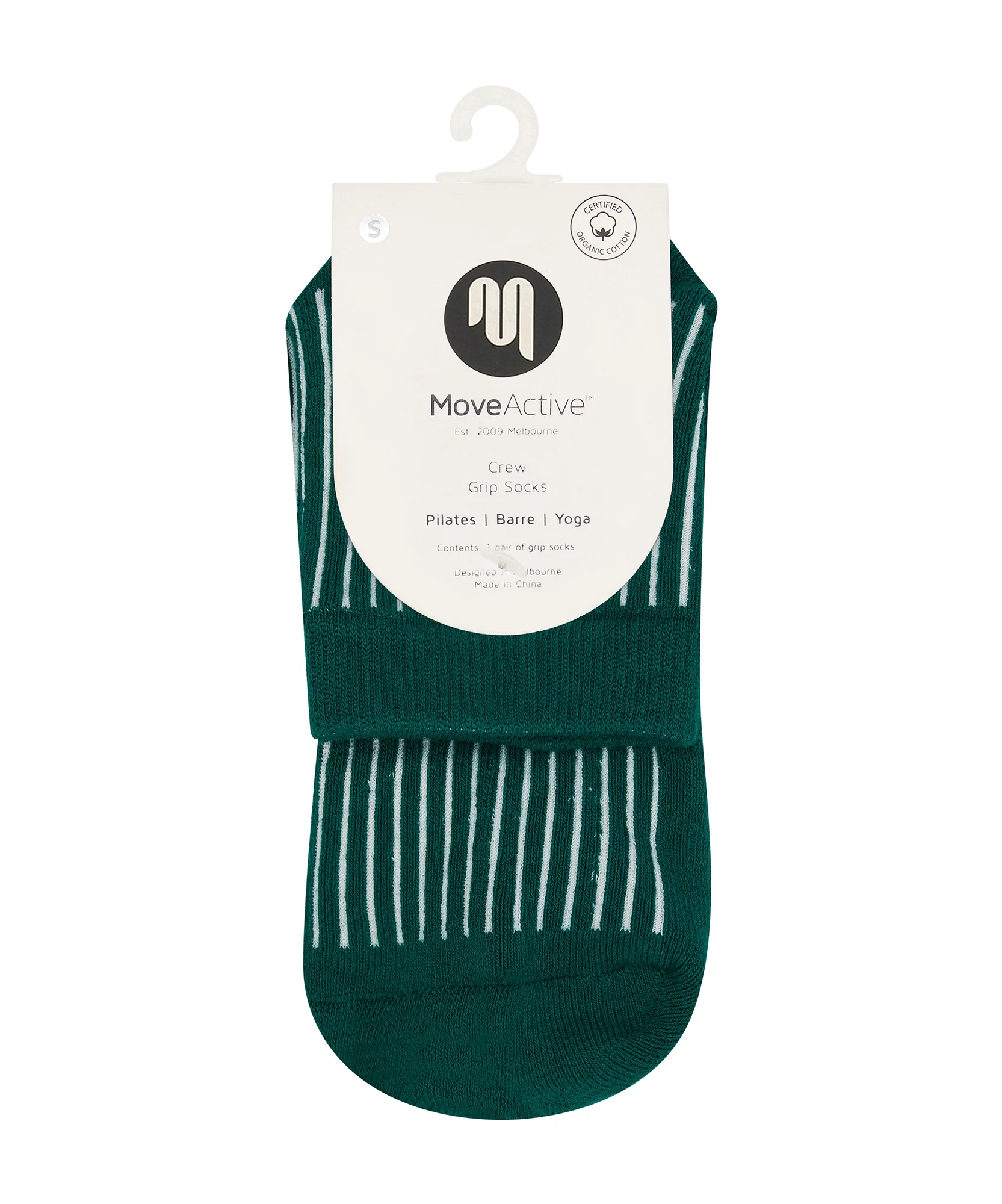 Quarter Crew Grip Socks - Ribbed Emerald - Image 4