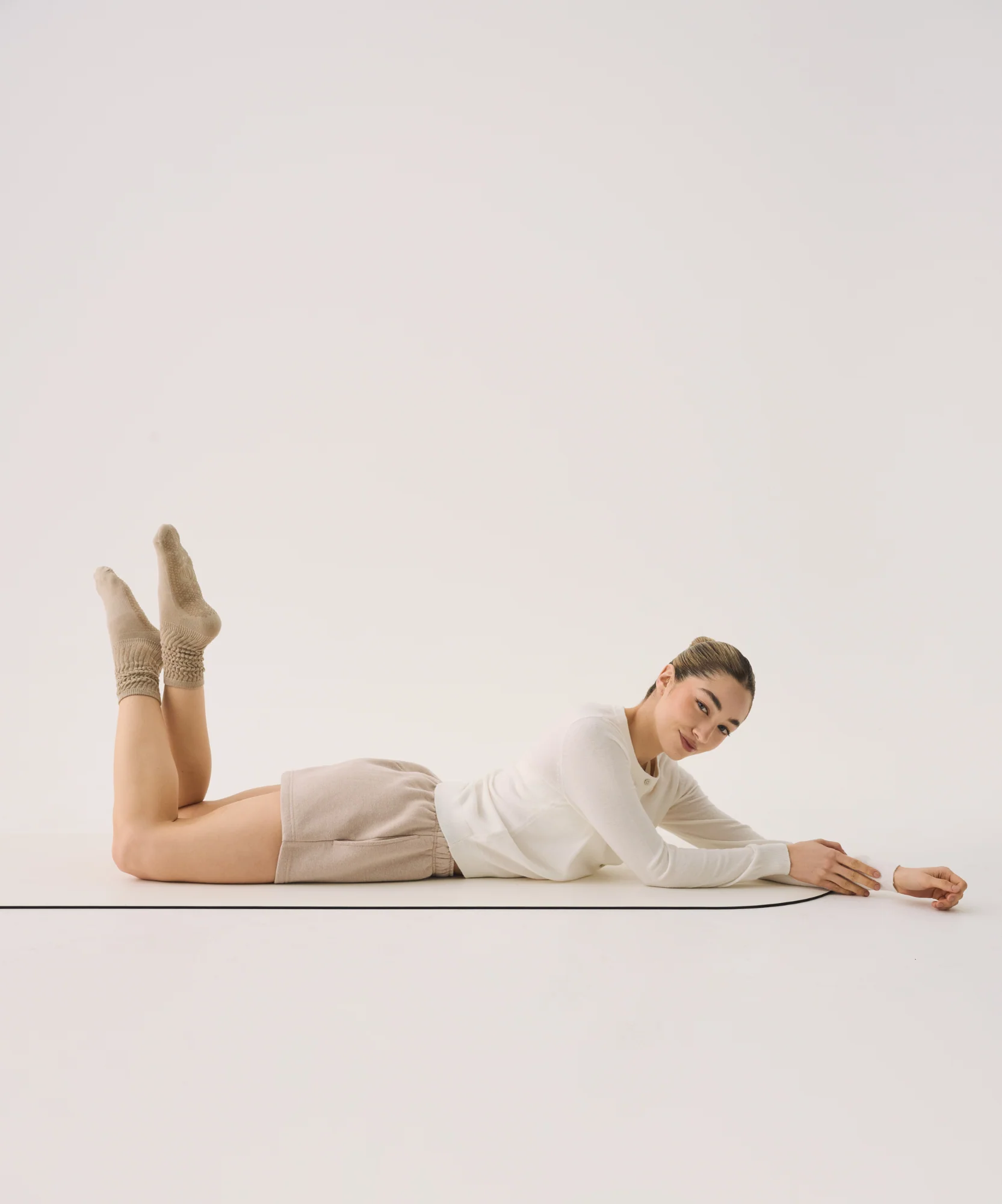 Scrunch Grip Socks - Latte - Image 4