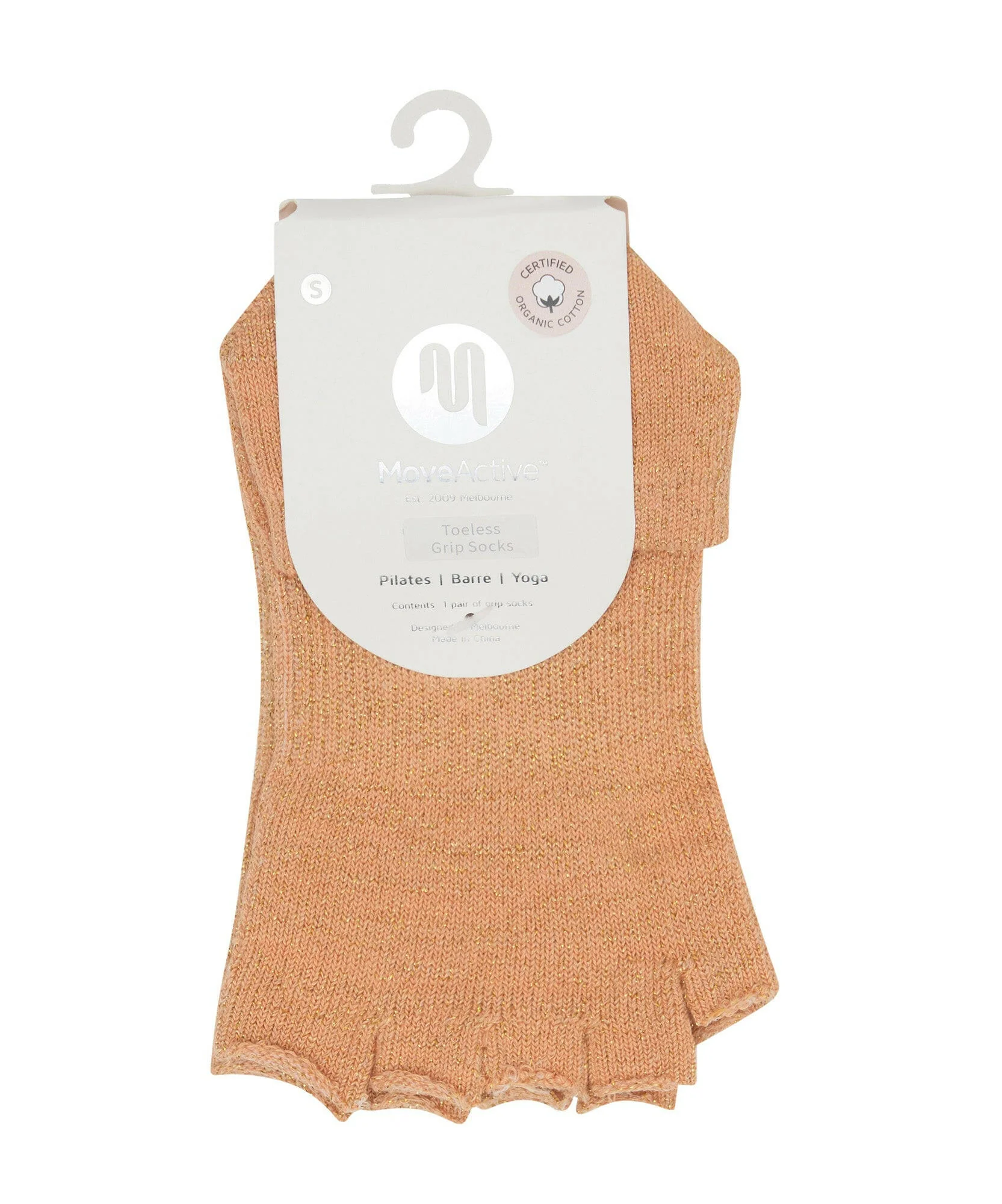 Toeless Grip Socks - Glitter Peach - Image 5